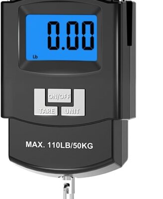 MEIYA Fish Scale 110lb/50kg Digital Fishing Scale with Backlit LCD, Portable Handle, Stainless Steel Hook & 2 AAA Batteries – Great Fishing Gifts for Men