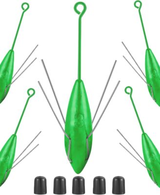 5 PCS Sputnik Sinkers Surf Fishing Weights, Lead Sputnik Weights for Surf Fishing with Long Tail, Surf Casting Fishing Sinkers and Weights in Saltwater Catfish Beach Sand Ocean Fishing