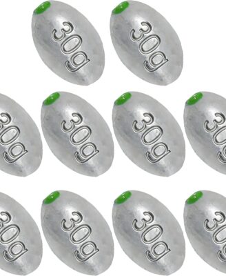Egg Sinkers Bullet Fishing Weights Oval Shaped with Plastic Core Slip Sinkers for Catfish Fishing Casting Saltwater and Freshwater 1/5oz to 2oz