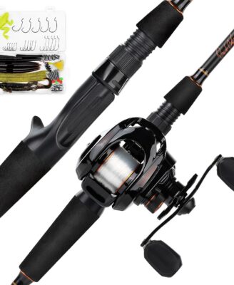 KastKing Brent Chapman Baitcasting Reel and Rod Combo, Tailored Tackle Kits, Pre-spooled Design, IM6 Graphite 2Pc Blanks, 5 + 1 Ball Bearings, Aluminum Oxide Ringed Stainless Steel Guides, EVA Handles