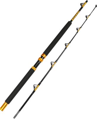 Fiblink 1-Piece/2-Piece Saltwater Offshore Heavy Trolling Rod Big Game Roller Rod Conventional Boat Fishing Pole (5 Feet 6 Inch, 30-50 lb/50-80 lb/80-120 lb)