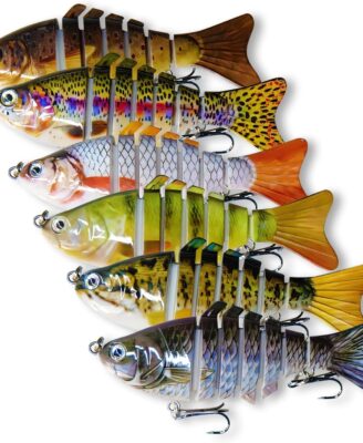 6PCS Fishing Lures for Freshwater and Saltwater with case,Slow Sinking Multi Jointed Swimbaits, Lifelike Lures for Bass Trout Crappie Walleye Pike